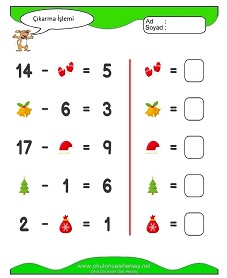 Çıkarma İşlemi Çalışma Sayfaları